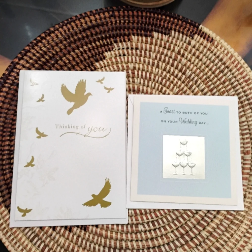 2 Greeting Cards - Wedding Celebration & Thinking of You NEW